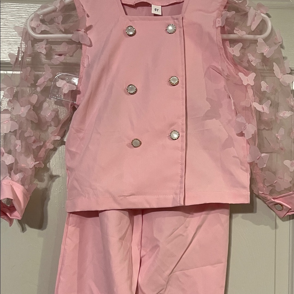 Pink Girls Pants Suit with Butterflies and Bows NWOT 6Y - Picture 6 of 10